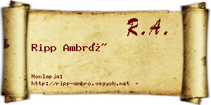Ripp Ambró névjegykártya